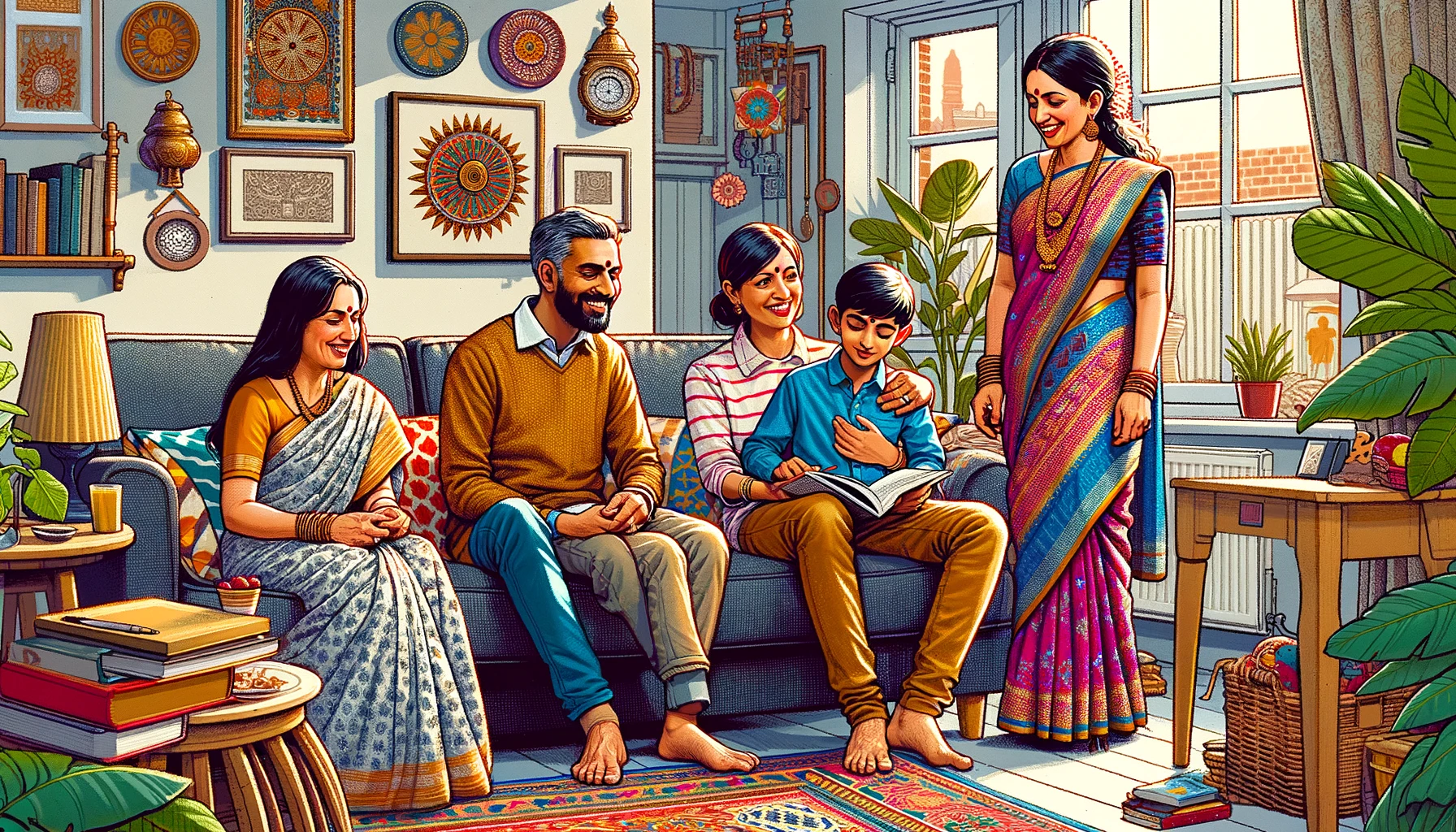 Hindu Family at home in the uk